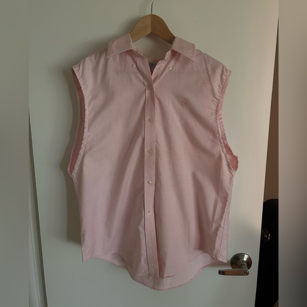 Brooks Brothers Pink Sleeveless Button Down Shirt